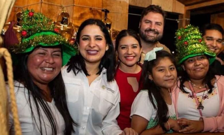 Convive Estefania Mercado con familias en la pista de hielo